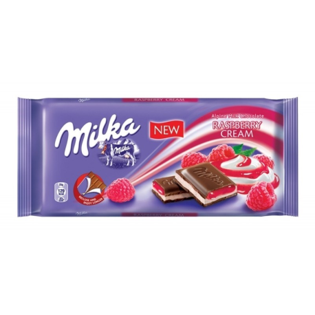 Шоколадная плитка Милка 100гр - Малиновый Крем (22шт в уп) ГЕРМАНИЯ
