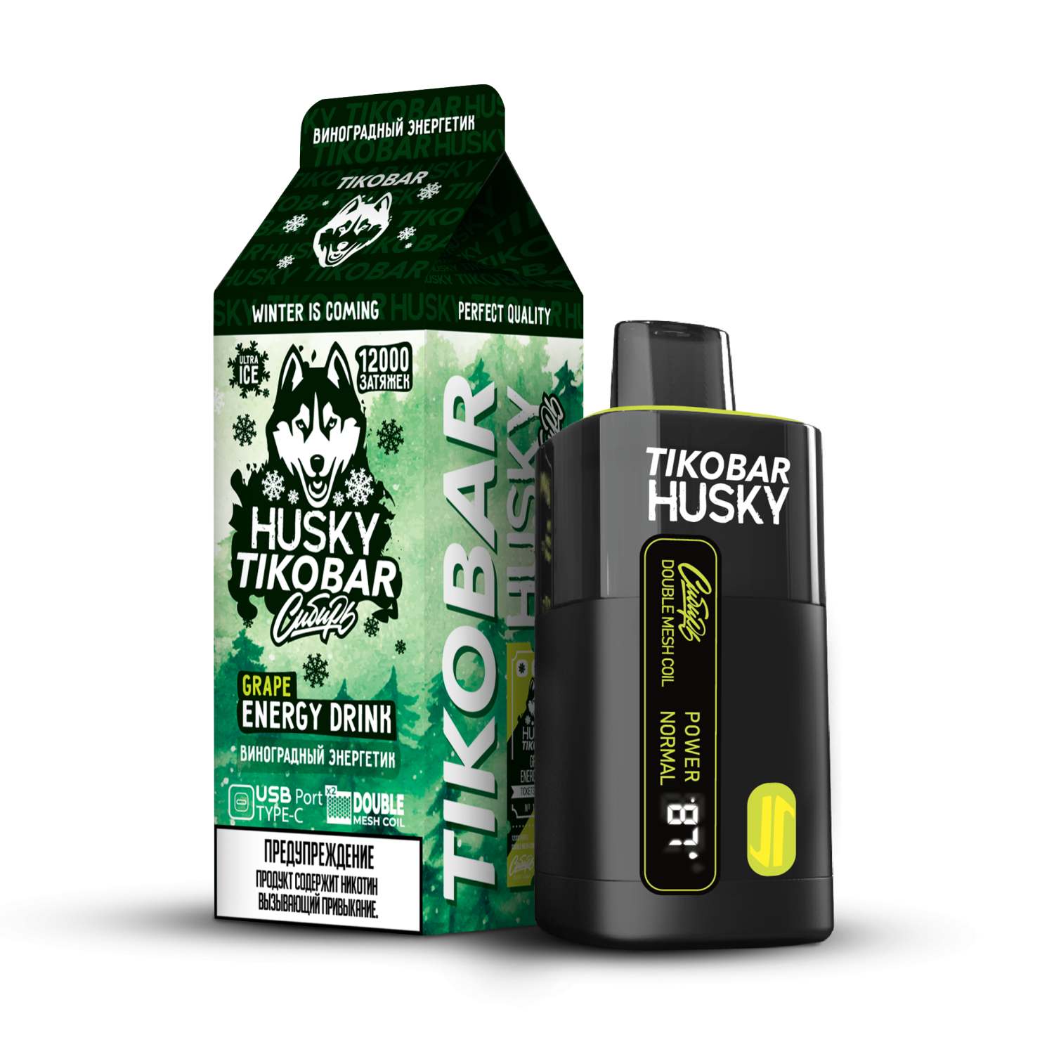 Tikobar HUSKY Сибирь 12.000 - Grape energy drink (Виноградный энергетик)  (20мг) купить оптом в Москве – jija