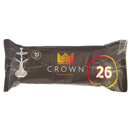 Уголь CROWN кокосовый 26 мм 0,167 кг (10 кубиков) БАТОНЧИК  24 шт в блк, 4 блк в кор