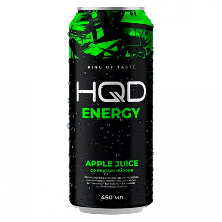 Энергетический напиток HQD Energy - Apple juice 450 мл (12 шт в упак)   НОВИНКА 02 2024