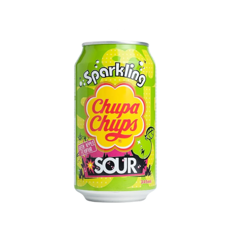 Газированный напиток Chupa Chups Sour Green Apple 345мл  (24шт в уп) 