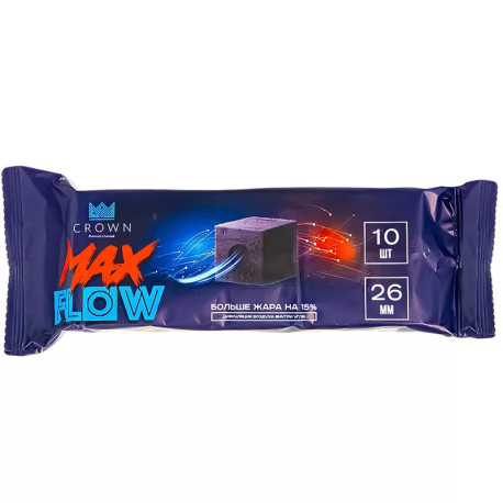 Уголь CROWN кокосовый MAXFLOW 26 мм 0,167 кг (10 кубиков) БАТОНЧИК  24 шт в блк, 4 блк в кор
