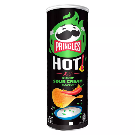 Чипсы Pringles - HOT Kickin' Sour Creme(Сметана) 160гр (19шт в уп) БЕЛЬГИЯ