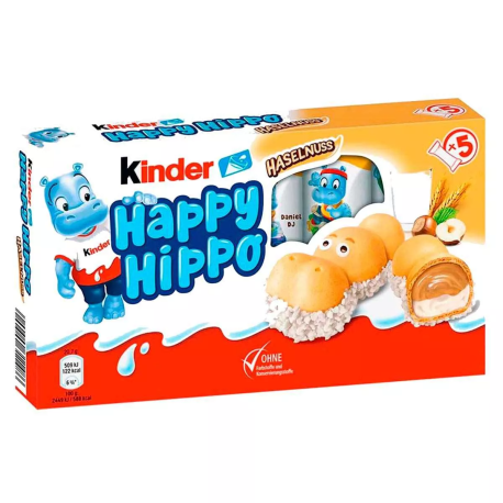 Печенье Kinder Happy Hippo Hazelnut - Фундук 103,5гр (10шт в уп) Германия