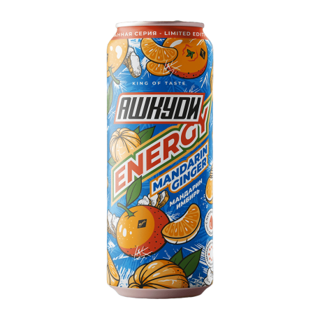 Энергетический напиток HQD Energy NEW - Mandarin Ginger (Мандарин имбирь) 450 мл (12 шт в упак)