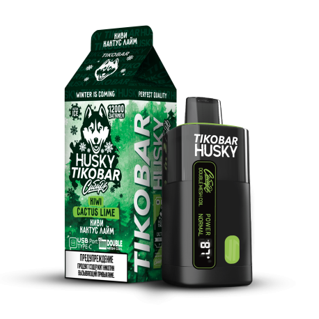 Одноразовая ЭС TIKOBAR HUSKY Сибирь 12.000 - Kiwi cactus lime (Киви кактус лайм) (м)