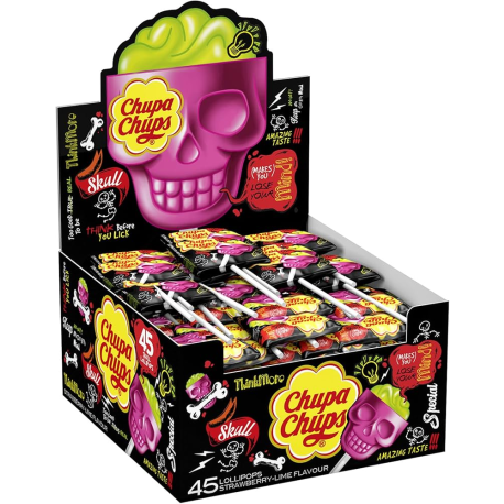 Chupa Chups Skull Display (Леденец на палочке Чупа-чупс Череп) 15гр (45шт в уп) Китай