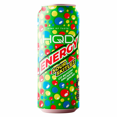 Энергетический напиток HQD Energy NEW - Sour skitlez (Кислое драже) 450 мл (12 шт в упак)