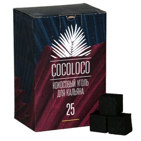 Уголь COCOLOCO кокосовый 25 мм 1 кг (72 кубика) НОВИНКА 07 2024