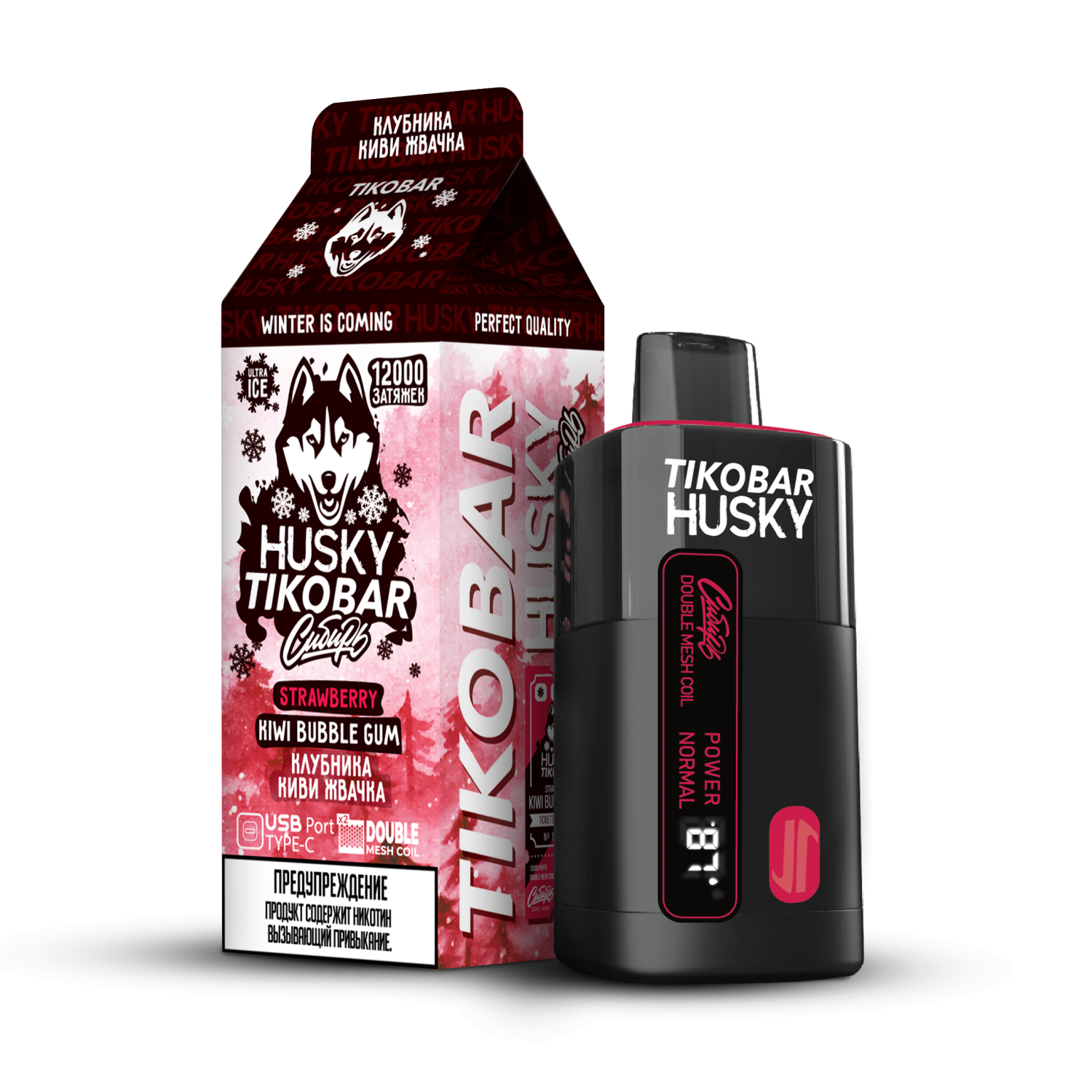 Tikobar HUSKY Сибирь 12.000 - Strawberry kiwi bubble gum (Клубника киви  жвачка) (20мг) купить оптом в Москве – jija